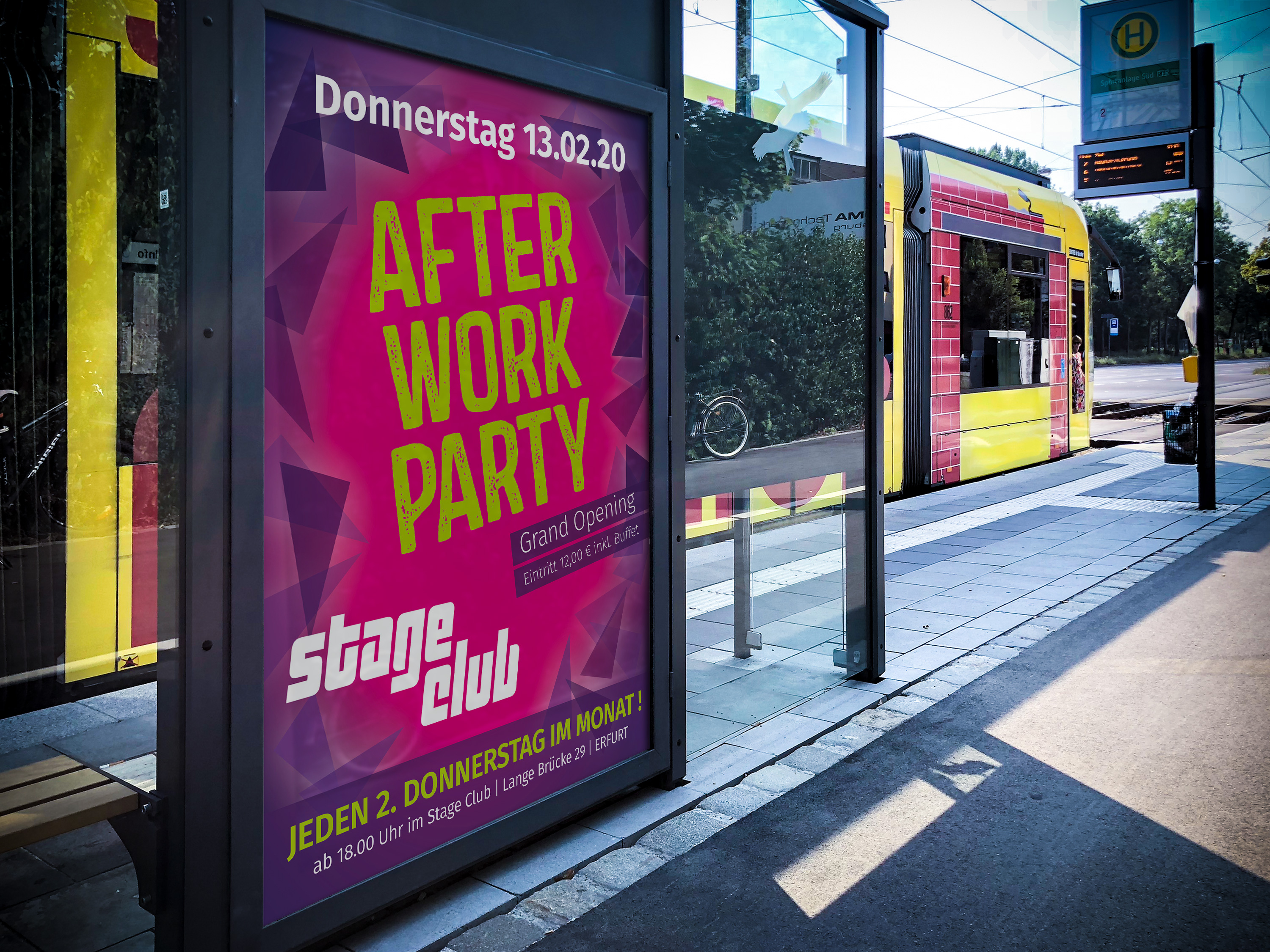 Aussenwerbung für AFTER WORK PARTY im Stage Club Erfurt
