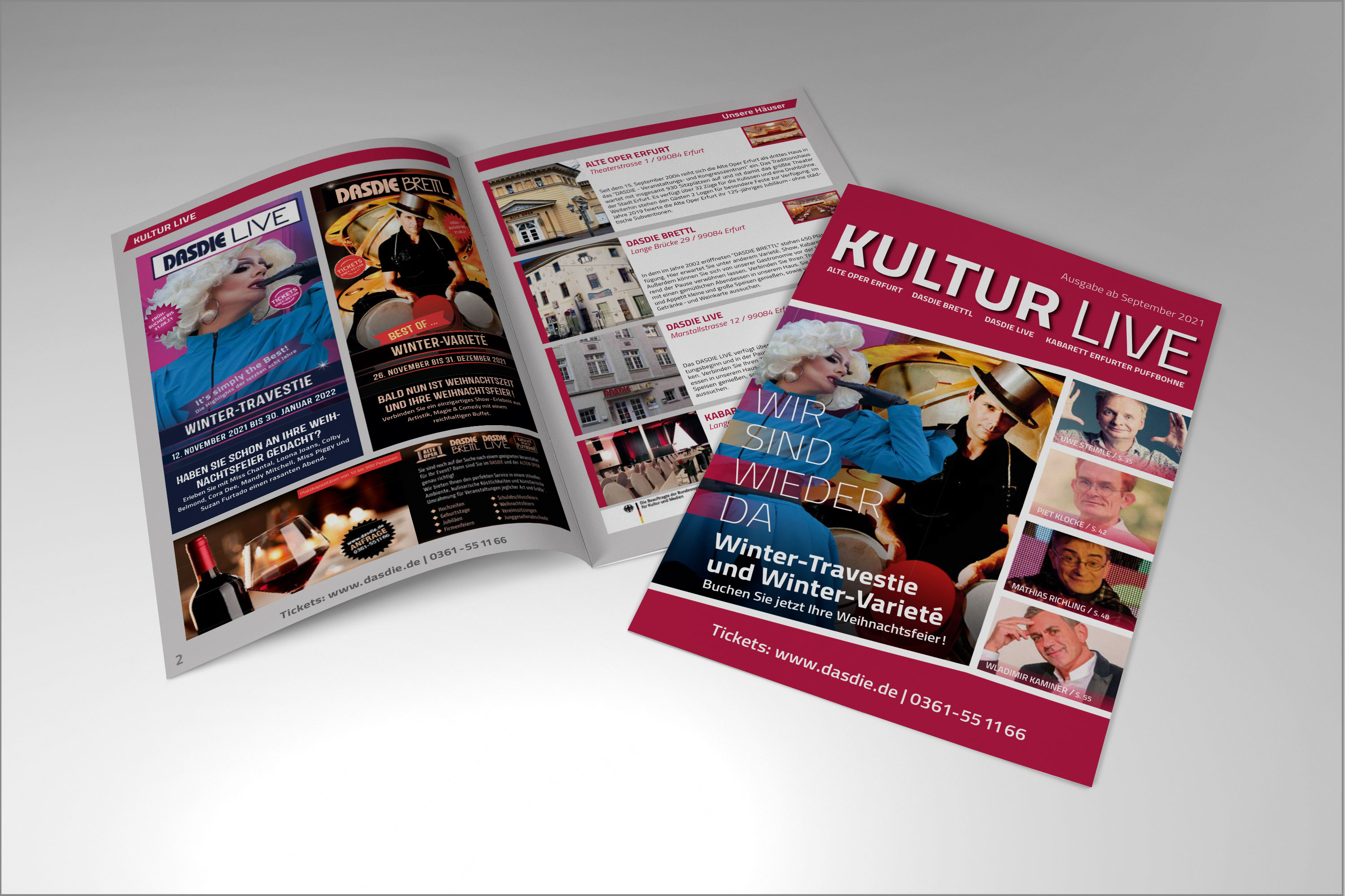 Veranstaltungsmagazin Alte Oper Erfurt, DASDIE Live, DASDIE Brettl, Kabarett Erfurter Puffbohne