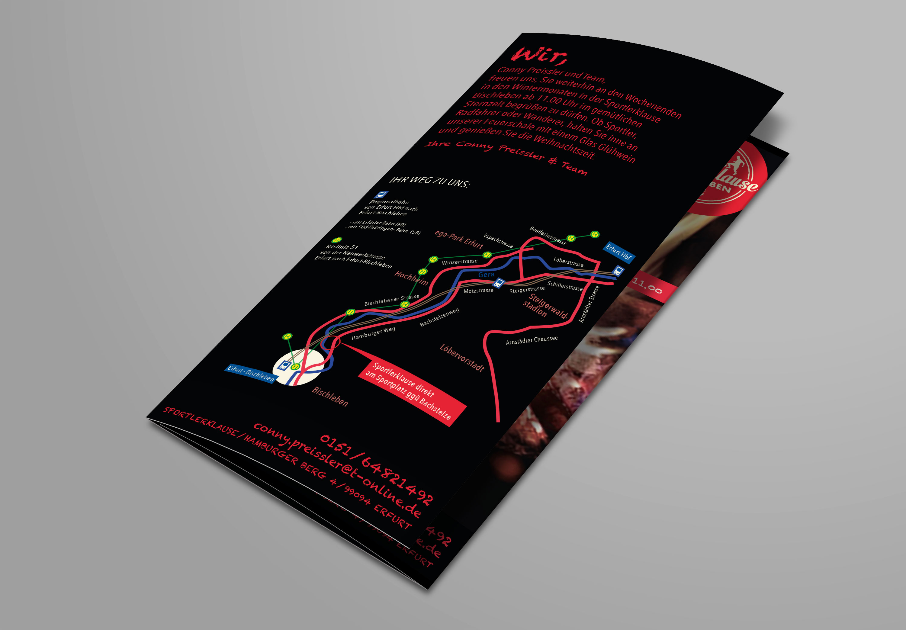 Weinachtsflyer für Sportlerklause Bischleben